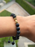 NEGORA black natural stone sliding knot bracelet